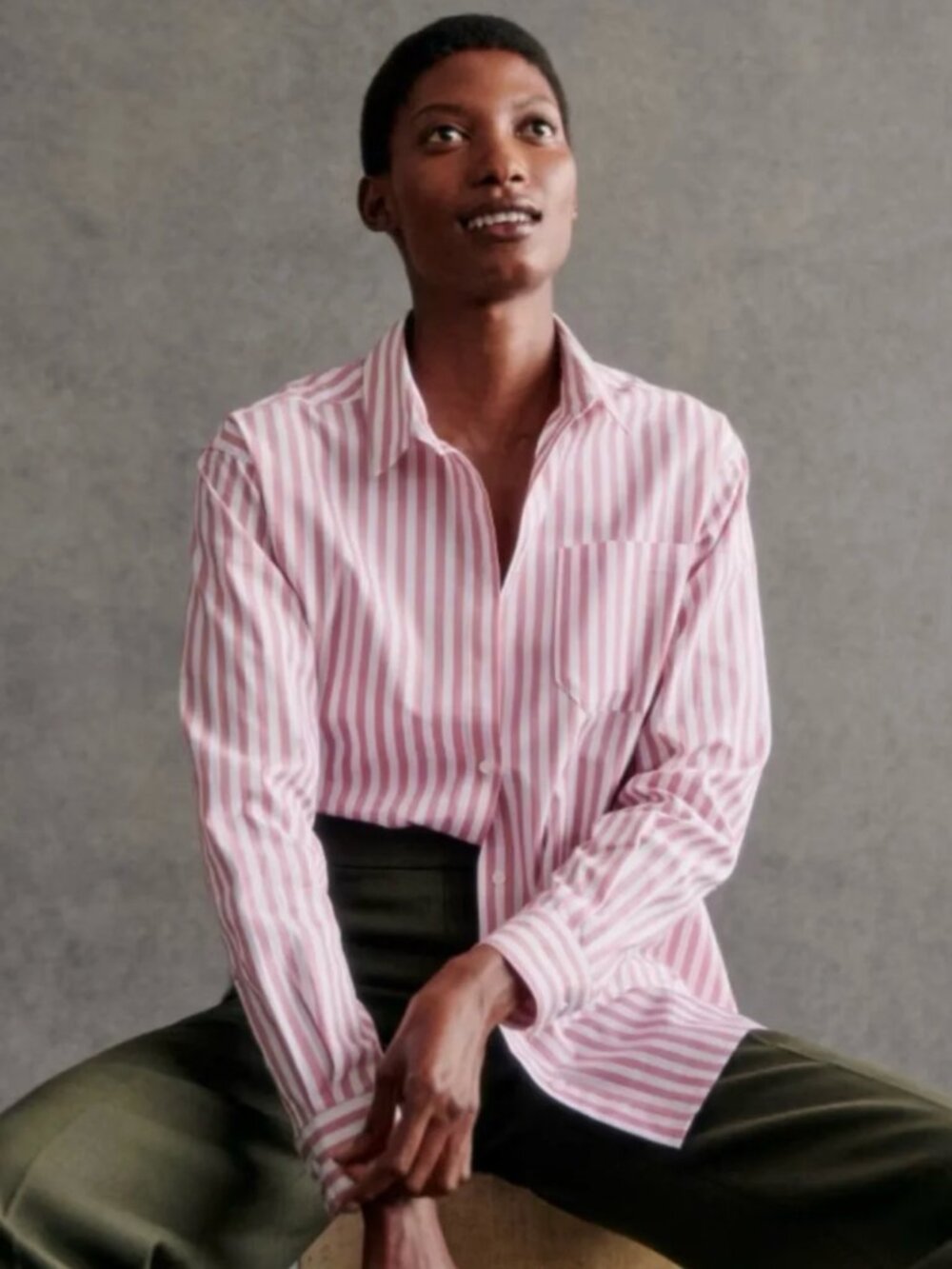 Sézane Max Shirt in Pink & White Stripes 🤍🩷